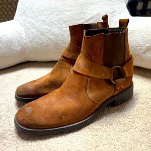 Bed Stu Size 13 Leather Boots Brown Moto Biker Pull On Slight Square Toe Mens